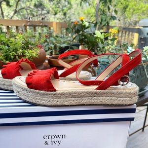 Red Suede Espadrille Sandals
